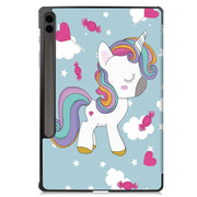 For Samsung Galaxy Tab S9 FE+ 12.4 JUNSUNMAY Custer Painted 3-Fold Stand Leather Smart Tablet Case(Unicorn)
