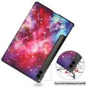 For Samsung Galaxy Tab S9 FE+ 12.4 JUNSUNMAY Custer Painted 3-Fold Stand Leather Smart Tablet Case(Galaxy)