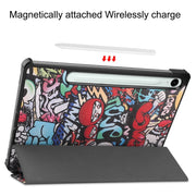For Samsung Galaxy Tab S9 FE 10.9 JUNSUNMAY Custer Painted 3-Fold Stand Leather Smart Tablet Case(Graffiti)