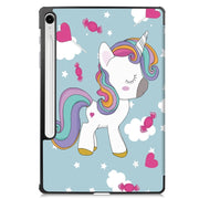 For Samsung Galaxy Tab S9 FE 10.9 JUNSUNMAY Custer Painted 3-Fold Stand Leather Smart Tablet Case(Unicorn)