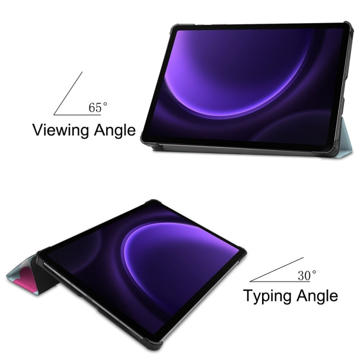 For Samsung Galaxy Tab S9 FE 10.9 JUNSUNMAY Custer Painted 3-Fold Stand Leather Smart Tablet Case(Unicorn)