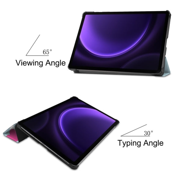 For Samsung Galaxy Tab S9 FE 10.9 JUNSUNMAY Custer Painted 3-Fold Stand Leather Smart Tablet Case(Unicorn)