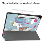 For Samsung Galaxy Tab S9 FE 10.9 JUNSUNMAY Custer Painted 3-Fold Stand Leather Smart Tablet Case(Unicorn)