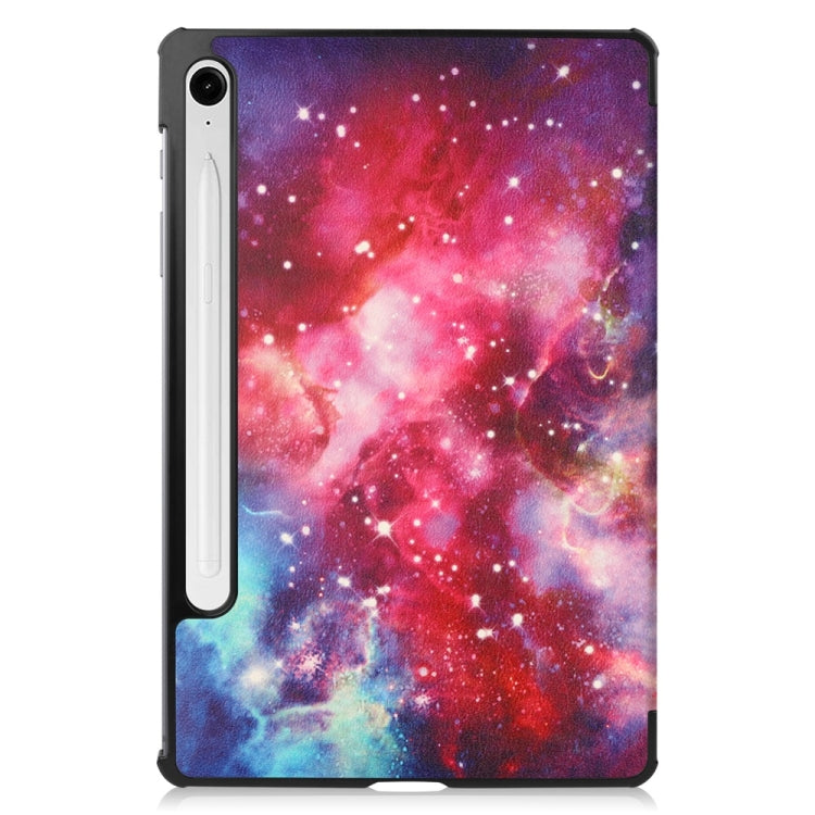 For Samsung Galaxy Tab S9 FE 10.9 JUNSUNMAY Custer Painted 3-Fold Stand Leather Smart Tablet Case(Galaxy)