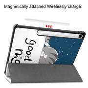 For Samsung Galaxy Tab S9 FE 10.9 JUNSUNMAY Custer Painted 3-Fold Stand Leather Smart Tablet Case(Lazy Cat)
