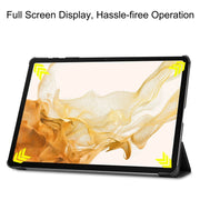For Samsung Galaxy Tab S9+ JUNSUNMAY Custer Solid Color 3-Fold Stand Leather Smart Tablet Case(Black)