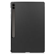 For Samsung Galaxy Tab S9 FE+ 12.4 JUNSUNMAY Custer Solid Color 3-Fold Stand Leather Smart Tablet Case(Black)