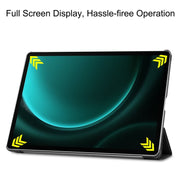 For Samsung Galaxy Tab S9 FE+ 12.4 JUNSUNMAY Custer Solid Color 3-Fold Stand Leather Smart Tablet Case(Black)