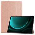 For Samsung Galaxy Tab S9 FE+ 12.4 JUNSUNMAY Custer Solid Color 3-Fold Stand Leather Smart Tablet Case(Rose Gold) - Galaxy Tab S9 FE+ by JUNSUNMAY | Online Shopping South Africa | PMC TechLife | Buy Now Pay Later Mobicred