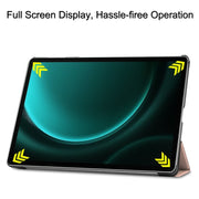 For Samsung Galaxy Tab S9 FE+ 12.4 JUNSUNMAY Custer Solid Color 3-Fold Stand Leather Smart Tablet Case(Rose Gold)