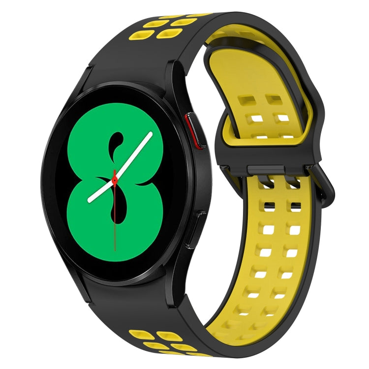 For Samsung Galaxy Watch 4 40mm Two-Color Breathable Silicone Watch Band(Black + Yellow)