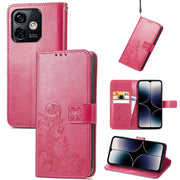 For Ulefone Note 16 Pro Four-leaf Clasp Embossed Buckle Leather Phone Case(Magent)