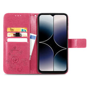 For Ulefone Note 16 Pro Four-leaf Clasp Embossed Buckle Leather Phone Case(Magent)