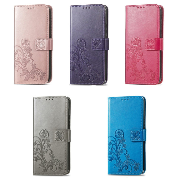 For Ulefone Note 16 Pro Four-leaf Clasp Embossed Buckle Leather Phone Case(Magent)