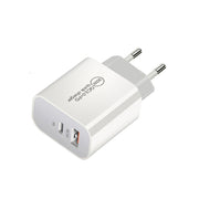 PD30W USB-C / Type-C + QC3.0 USB Dual Port Charger with 1m Type-C to 8 Pin Data Cable, EU Plug