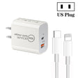 PD30W USB-C / Type-C + QC3.0 USB Dual Port Charger with 1m Type-C to 8 Pin Data Cable, US Plug - USB Charger by PMC TechLife | Online Shopping South Africa | PMC TechLife | Buy Now Pay Later Mobicred