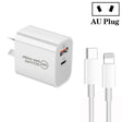 PD30W USB-C / Type-C + QC3.0 USB Dual Port Charger with 1m Type-C to 8 Pin Data Cable, AU Plug - USB Charger by PMC TechLife | Online Shopping South Africa | PMC TechLife | Buy Now Pay Later Mobicred