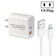 PD30W USB-C / Type-C + QC3.0 USB Dual Port Charger with 1m USB to 8 Pin Data Cable, US Plug - USB Charger by PMC TechLife | Online Shopping South Africa | PMC TechLife | Buy Now Pay Later Mobicred