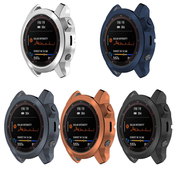 For Garmin Fenix 7 Pro Half Package Electroplated TPU Watch Protective Case(Black)