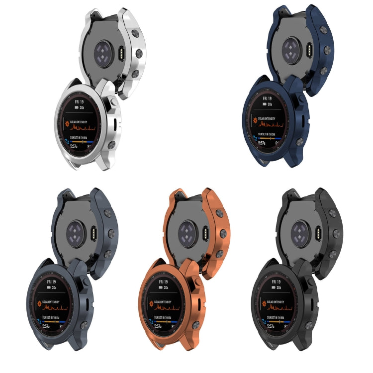 For Garmin Fenix 7 Pro Half Package Electroplated TPU Watch Protective Case(Blue)