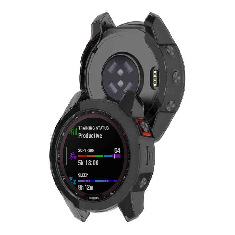 For Garmin Fenix 7S Pro Half-Package TPU Watch Protective Case(Transparent Black)