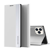 For iPhone 16 Pro Side Electroplated Adsorption Leather Phone Case(Silver)