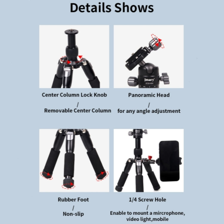 JMARY KT25+H30 For Selfie Live Streaming Lightweight Portable Desktop Mini Tripod Set