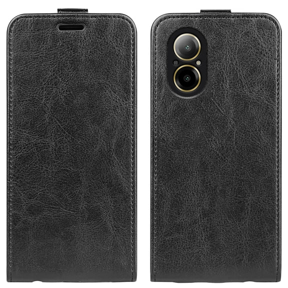 For Realme C67 4G R64 Texture Single Vertical Flip Leather Phone Case(Black)