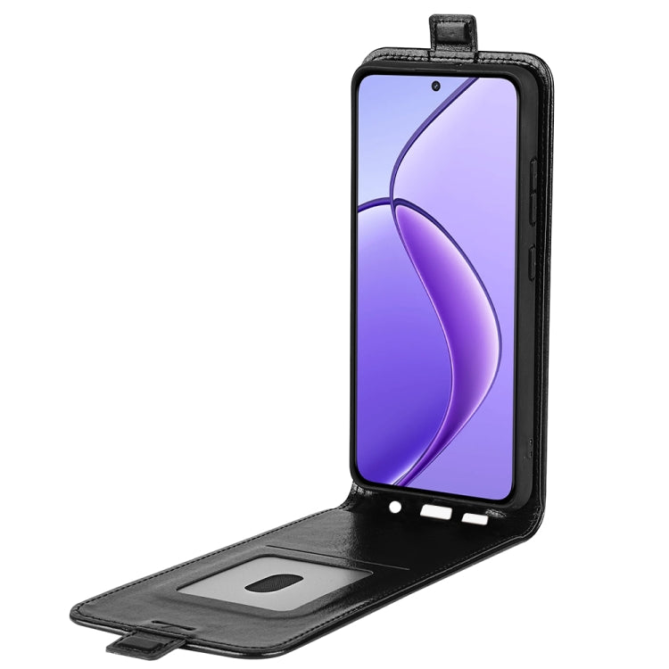 For Realme 12 5G R64 Texture Single Vertical Flip Leather Phone Case(Black)