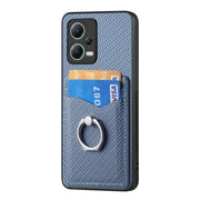 For Xiaomi 13 Lite Carbon Fiber Card Wallet Ring Holder Phone Case(Blue)