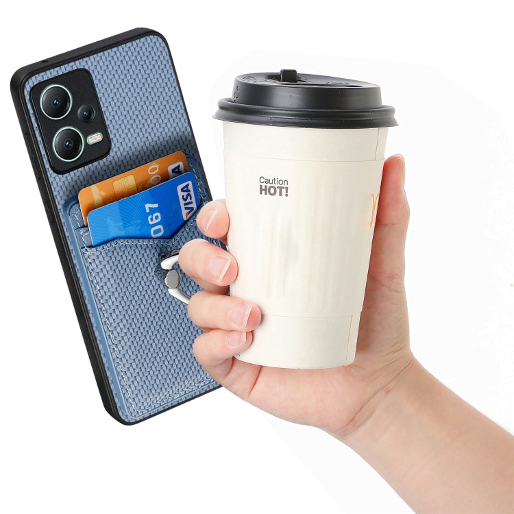 For Xiaomi 13 Lite Carbon Fiber Card Wallet Ring Holder Phone Case(Blue)