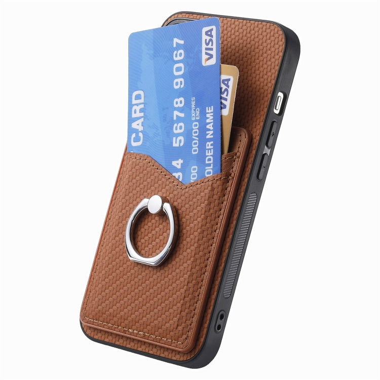 For Xiaomi 13 Pro Carbon Fiber Card Wallet Ring Holder Phone Case(Brown)