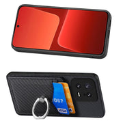 For Xiaomi  13 Carbon Fiber Card Wallet Ring Holder Phone Case(Black)