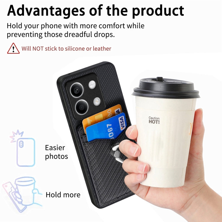 For Xiaomi Redmi Note 13 Carbon Fiber Card Wallet Ring Holder Phone Case(Black)