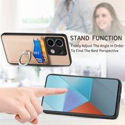 For Xiaomi Redmi Note 13 Pro Carbon Fiber Card Wallet Ring Holder Phone Case(Khaki)
