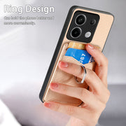 For Xiaomi Redmi Note 13 Pro Carbon Fiber Card Wallet Ring Holder Phone Case(Khaki)