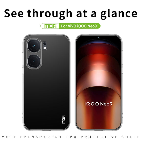 For vivo iQOO Neo9 /9 Pro MOFI Ming Series Ultra-thin TPU Phone Case(Transparent)