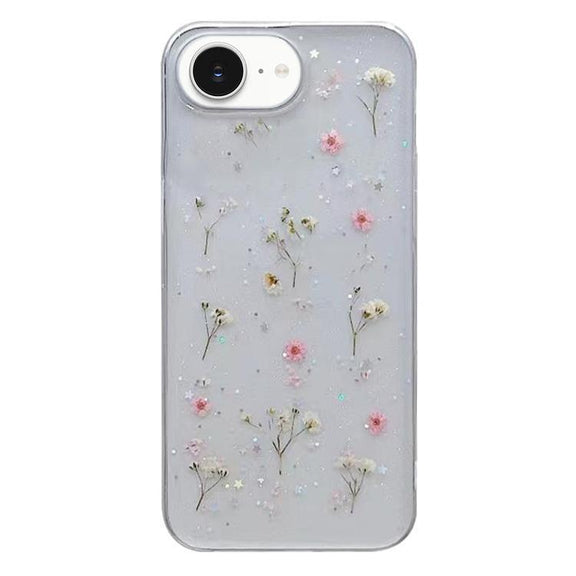 For iPhone 16e Gypsophila Flowers Pattern TPU Protective Phone Case(Pink)