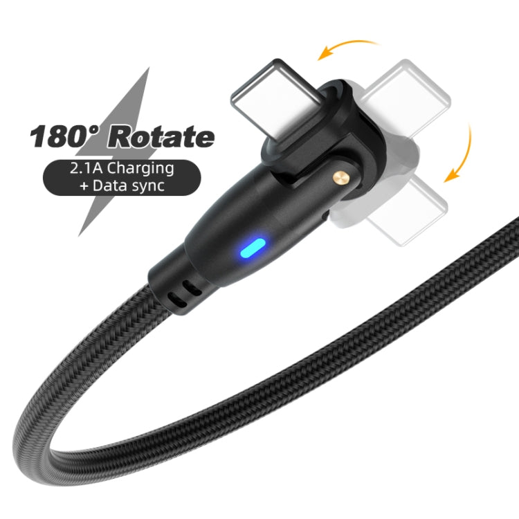 ENKAY 180 Degrees Rotating USB to 8 Pin Charging Data Cable with LED Light, Length:1m(Black)