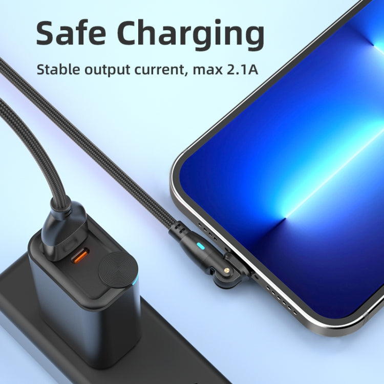 ENKAY 180 Degrees Rotating USB to 8 Pin Charging Data Cable with LED Light, Length:1m(Red)