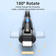 ENKAY 180 Degrees Rotating USB to 8 Pin Charging Data Cable with LED Light, Length:1m(Red)