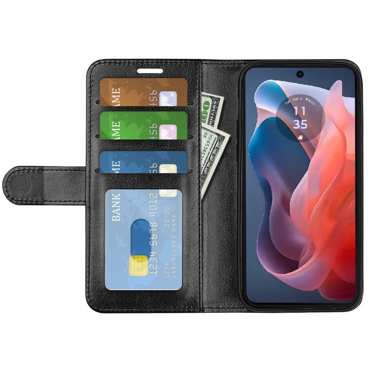 For Motorola Moto G Play 2024 R64 Texture Horizontal Flip Leather Phone Case(Black)