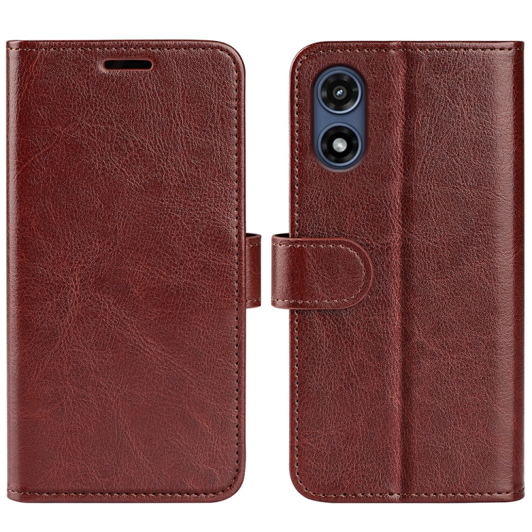 For Motorola Moto G Play 2024 R64 Texture Horizontal Flip Leather Phone Case(Brown)
