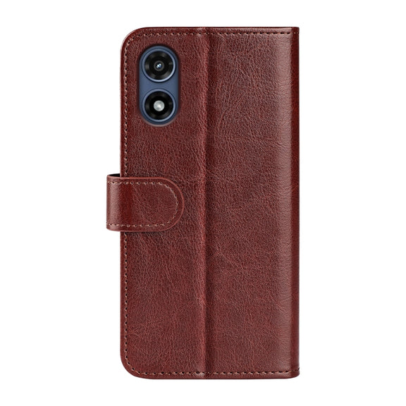 For Motorola Moto G Play 2024 R64 Texture Horizontal Flip Leather Phone Case(Brown)