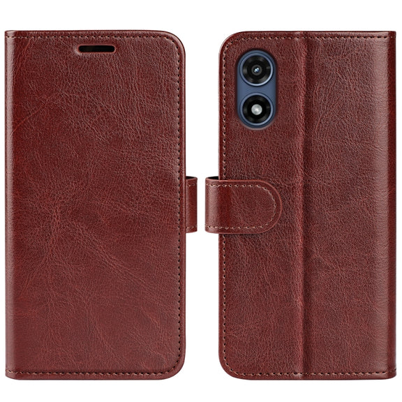 For Motorola Moto G Play 2024 R64 Texture Horizontal Flip Leather Phone Case(Brown)
