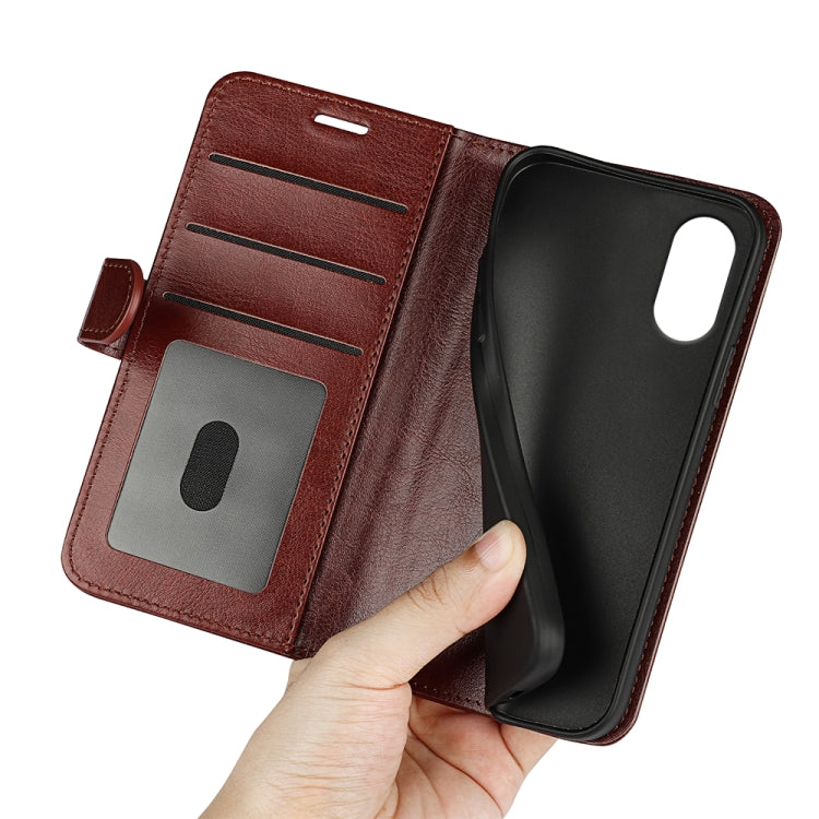 For Motorola Moto G Play 2024 R64 Texture Horizontal Flip Leather Phone Case(Brown)