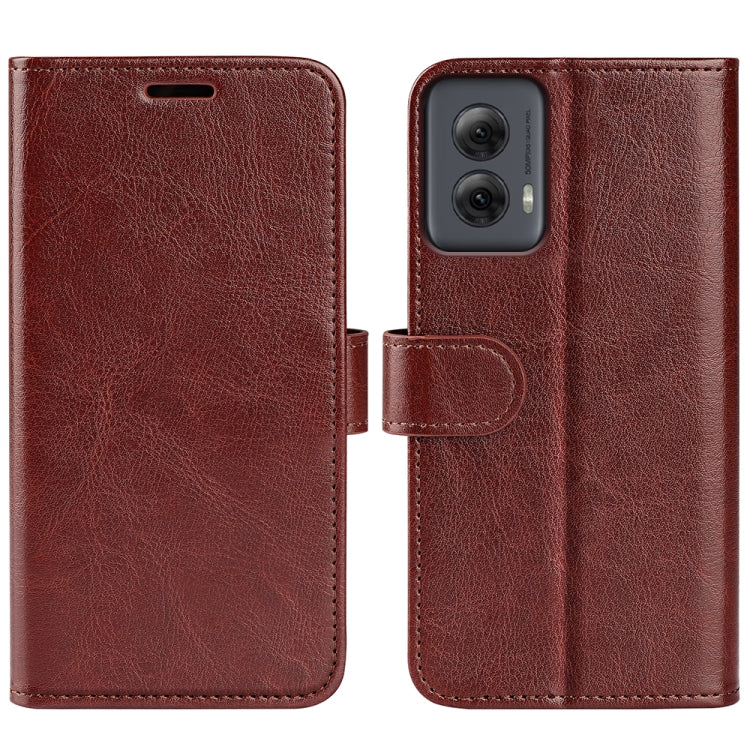 For Motorola Moto G Power 5G 2024 R64 Texture Horizontal Flip Leather Phone Case(Brown)