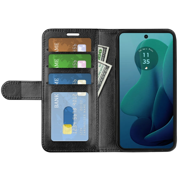 For Motorola Moto G 5G 2024 R64 Texture Horizontal Flip Leather Phone Case(Black)