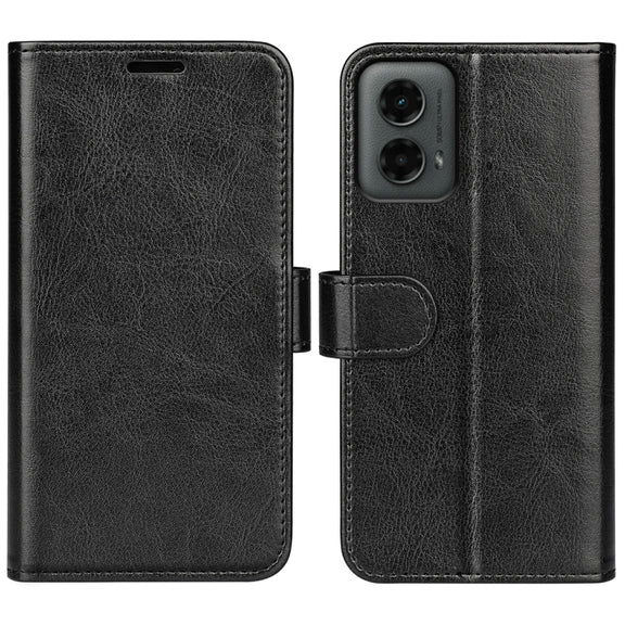 For Motorola Moto G 5G 2024 R64 Texture Horizontal Flip Leather Phone Case(Black)