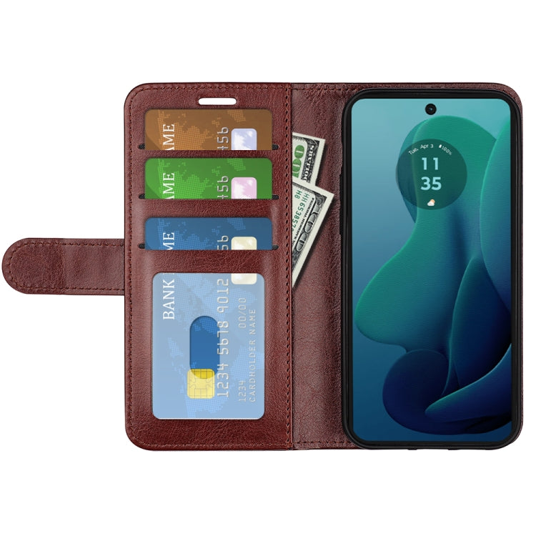 For Motorola Moto G 5G 2024 R64 Texture Horizontal Flip Leather Phone Case(Brown)